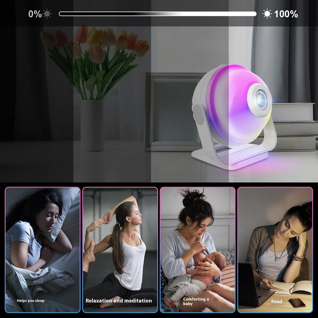 Galaxy starry sky projection lamp with planet modelling, 256-colour APP control, 125x122x110mm, socket powered