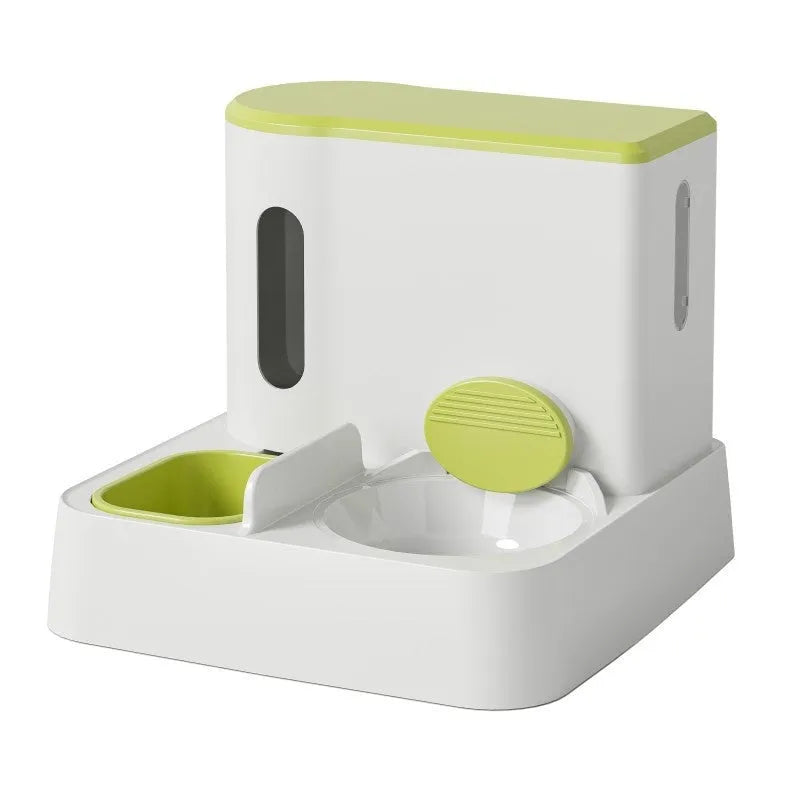 Automatic cat feeder and water dispenser station with double bowl design