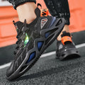 Men's mesh breathable casual sneakers with front tie, low heel, anti-skid plastic sole, colour blocking