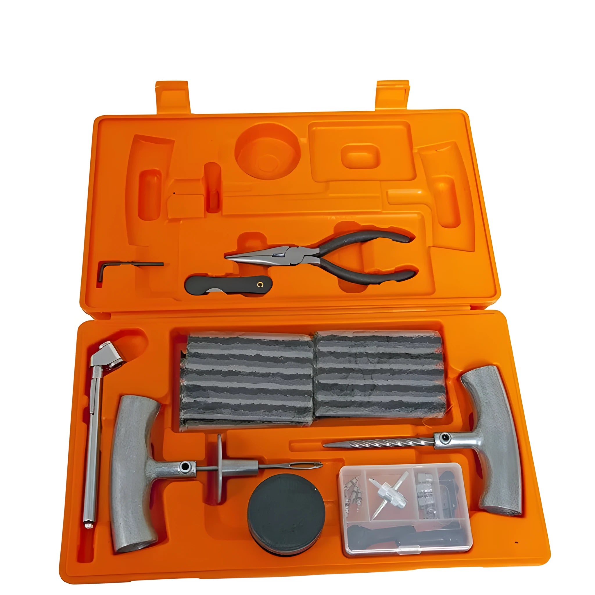 Speedy Seal emergency car tyre repair kit with tools in high-visibility suitcase
