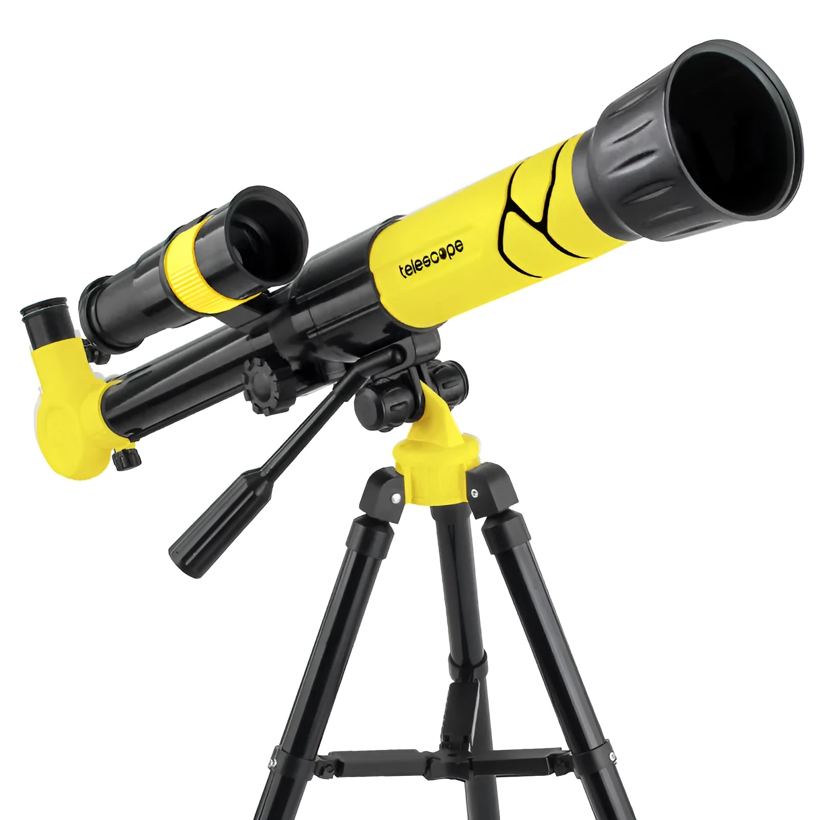 White or yellow plastic astronomical telescope with tripod for kids astronomy beginners