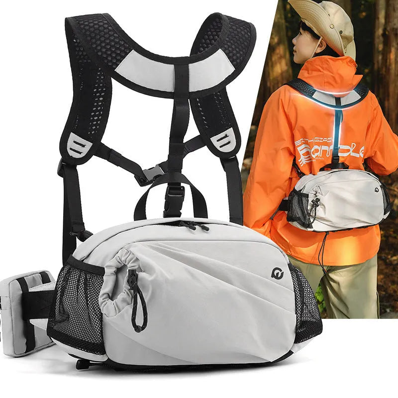 Unisex nylon waist backpack shown in Army Green colour with adjustable shoulder and waist straps.