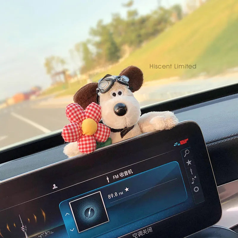 Cotton pilot dog car dashboard decorative doll with hanging hook in multiple colour variations