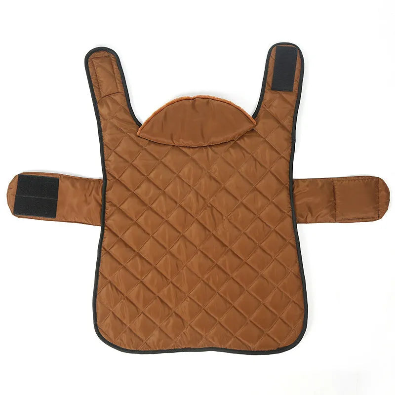 Black heating pet coat made of memory polyester fabric with short rabbit fur flannel lining for small to large dogs