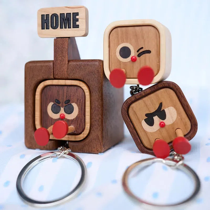 Magnetic wooden keychain fridge magnet, 4.5 x 4.5 x 8cm wood keyring with face design options