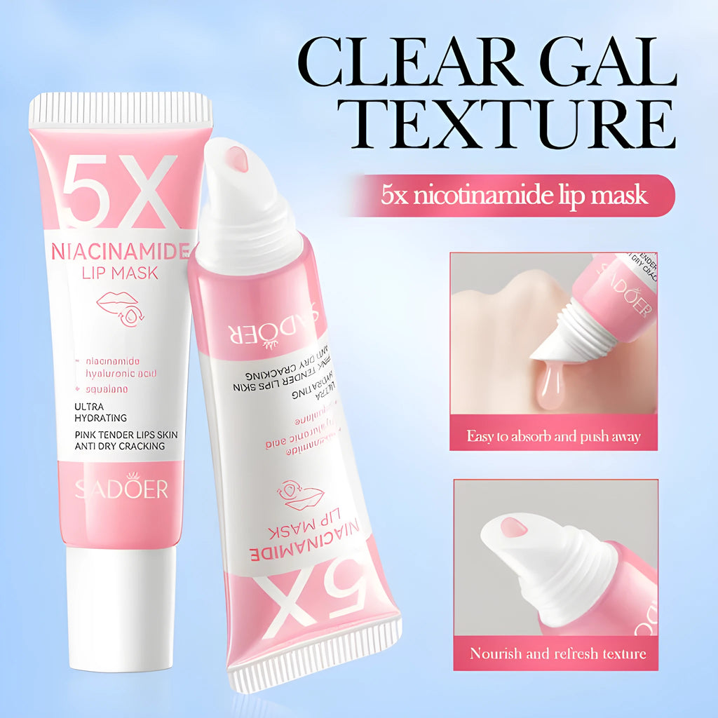Nicotinamide powder lip moisturising film in packaging with ceramide and vitamin C components