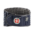 Unisex inflatable waist support traction belt in apricot or blue with PU leather, cotton fabric, PU inner layer, and Velcro