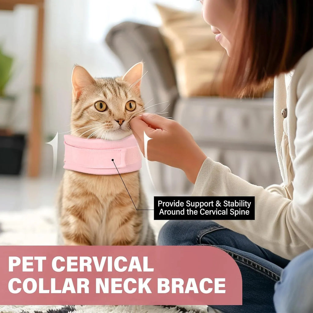 Soft cat cone recovery collar in grey and pink colours showing four size options