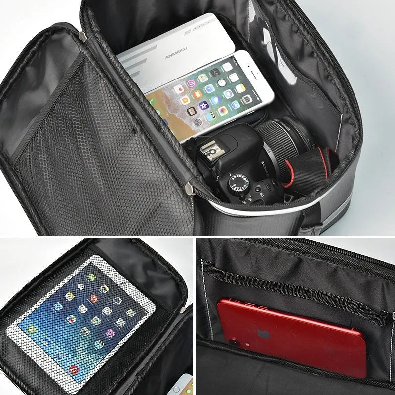 Black waterproof 12 litre PU leather car boot bag for bicycle equipment transport