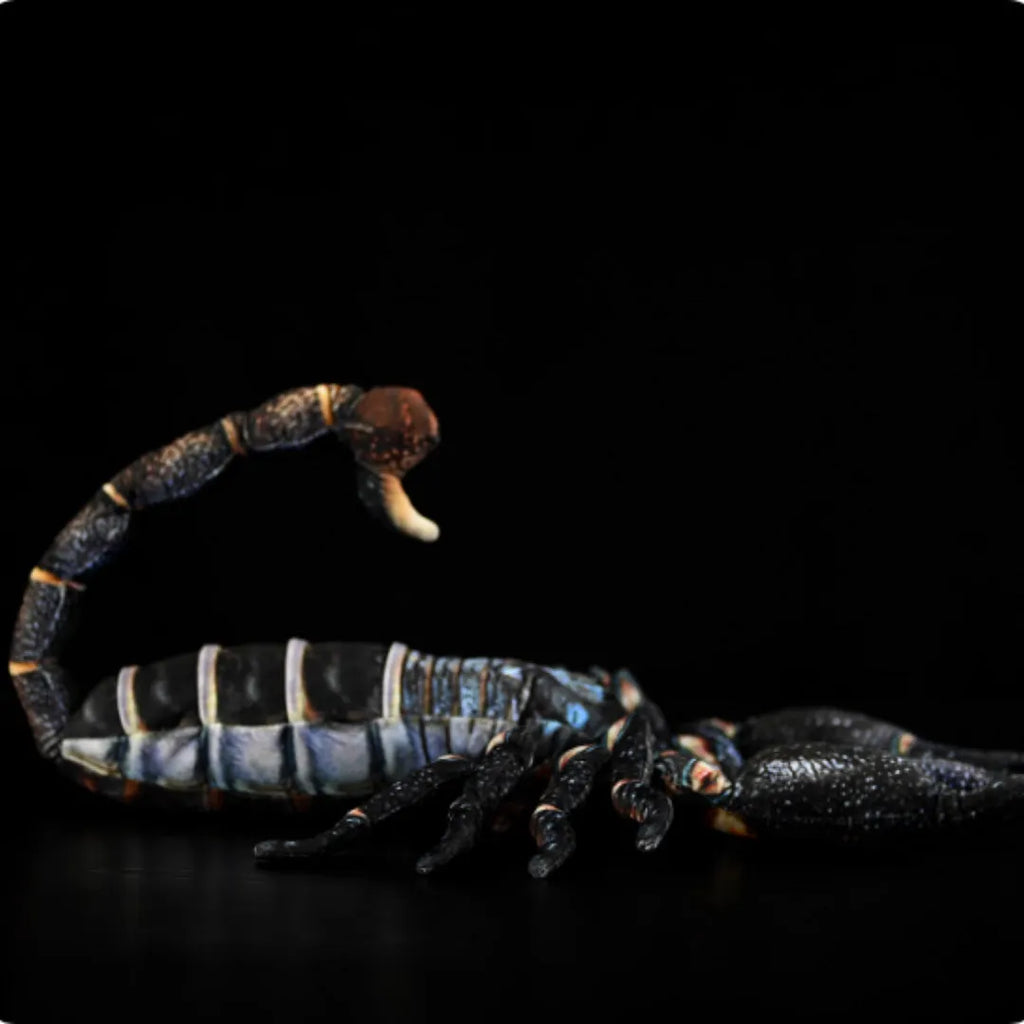 Simulated Yaeyama scorpion plush toy, 48cm from claw to tail, soft stuffed doll on white background