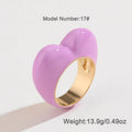 Colourful three-dimensional enamel heart ring on a zinc alloy band.