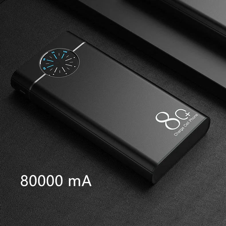 20000mAh alloy-shell power bank in black, red or blue with LED flashlight