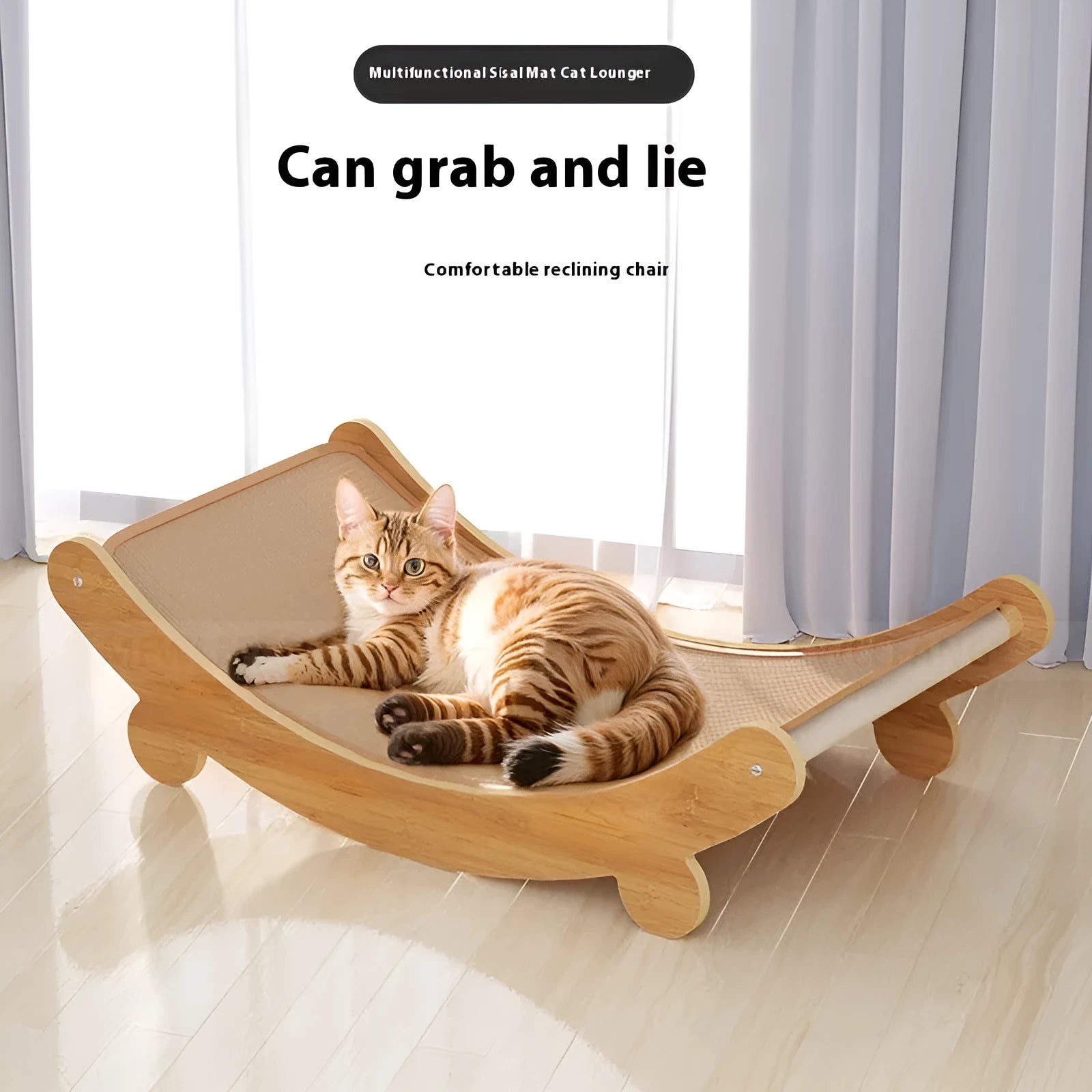U-shaped sisal cat scratch lounge chair recliner in a pastoral style
