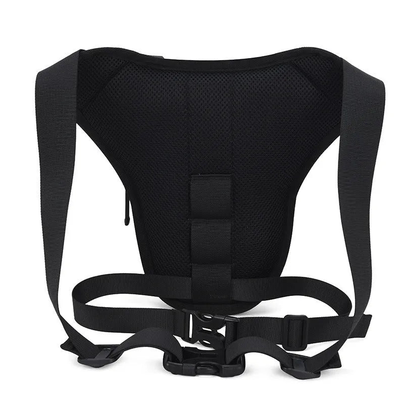 Men's motorcycle waist bag crossbody, polyester waterproof zipper bag in dark blue, black, or dark grey