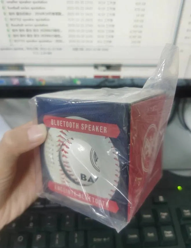 Baseball design Bluetooth speaker in white, orange or green colour with USB charging port