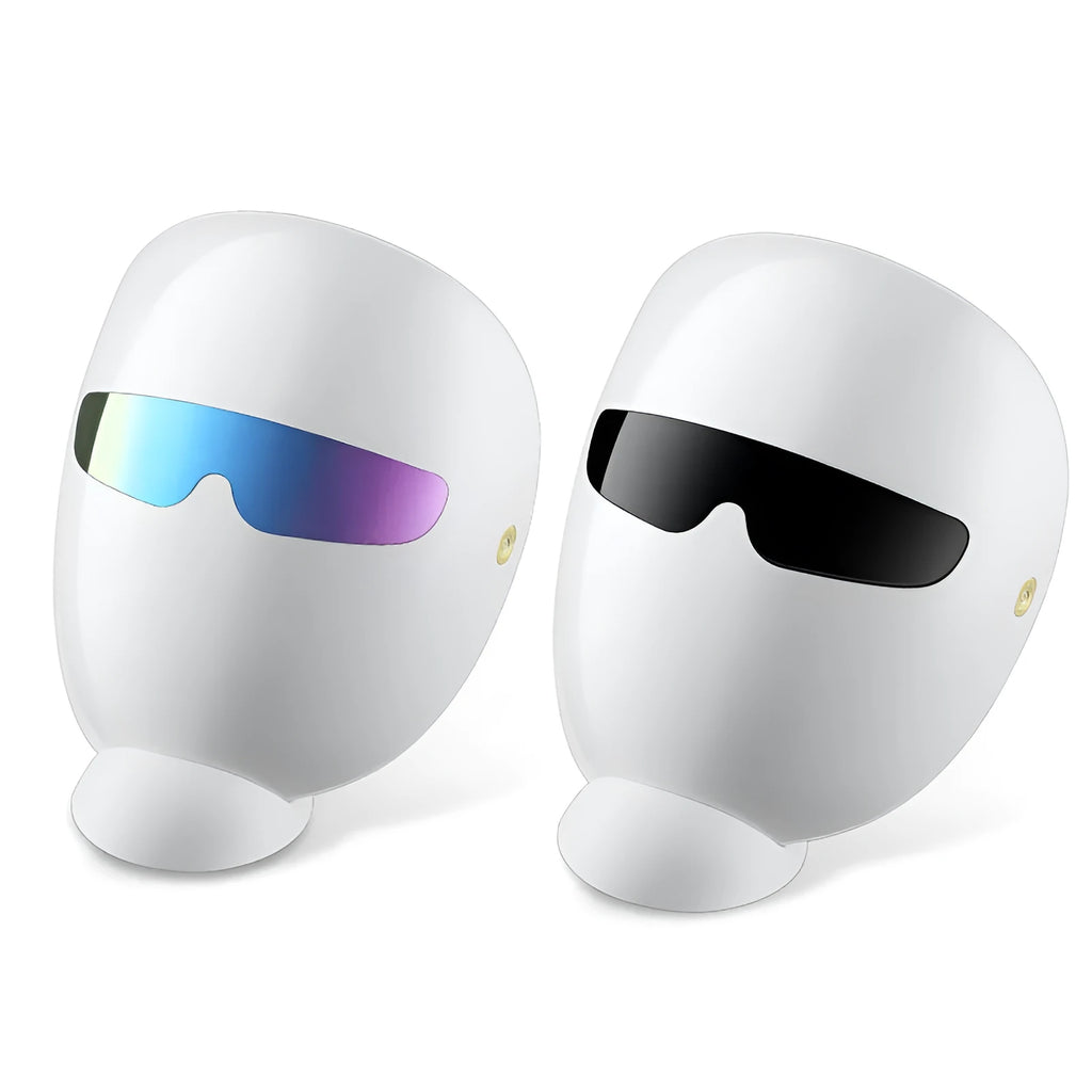 White LED facial mask machine with seven colour photon lights for home skin rejuvenation, compact and portable
