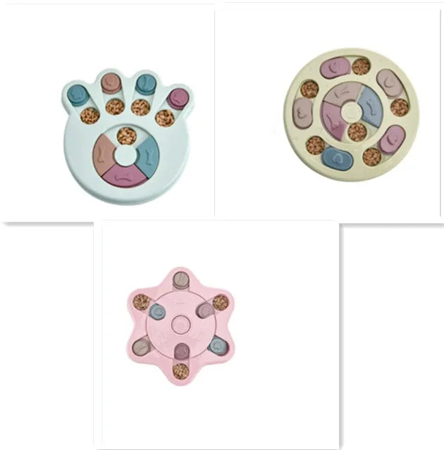 Colourful dog puzzle slow feeder toy with non-slip base and screw reinforcement for small and medium pets