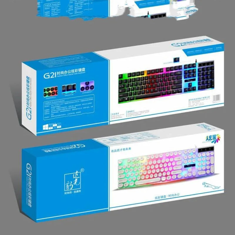 White waterproof gaming keyboard with RGB LED backlight and 104 key layout