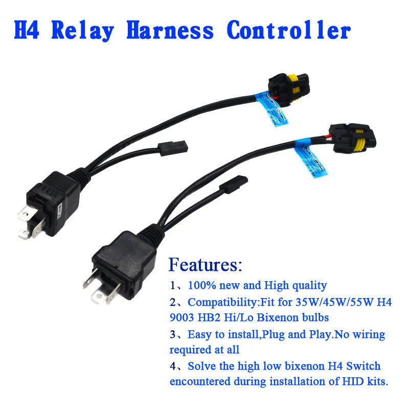 Xenon lamp control H4 simple line set 12V black two relay insurance simple line pieces