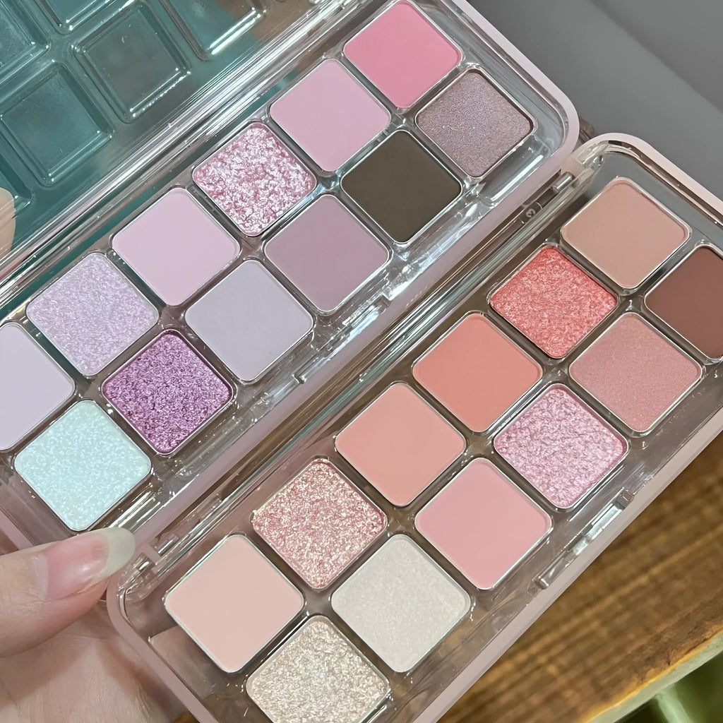 Creative Home 12 colour eye shadow plate showing matte and shimmer eyeshadows in compact palette