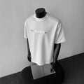 Men's cotton short sleeve T-shirt with printed letter pattern in loose fit pullover style