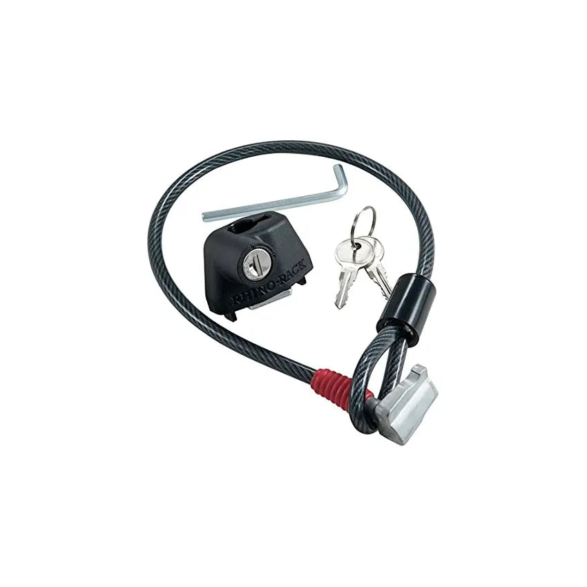 Plastic sheathed steel cable lock for roof platform security with no-punch installation