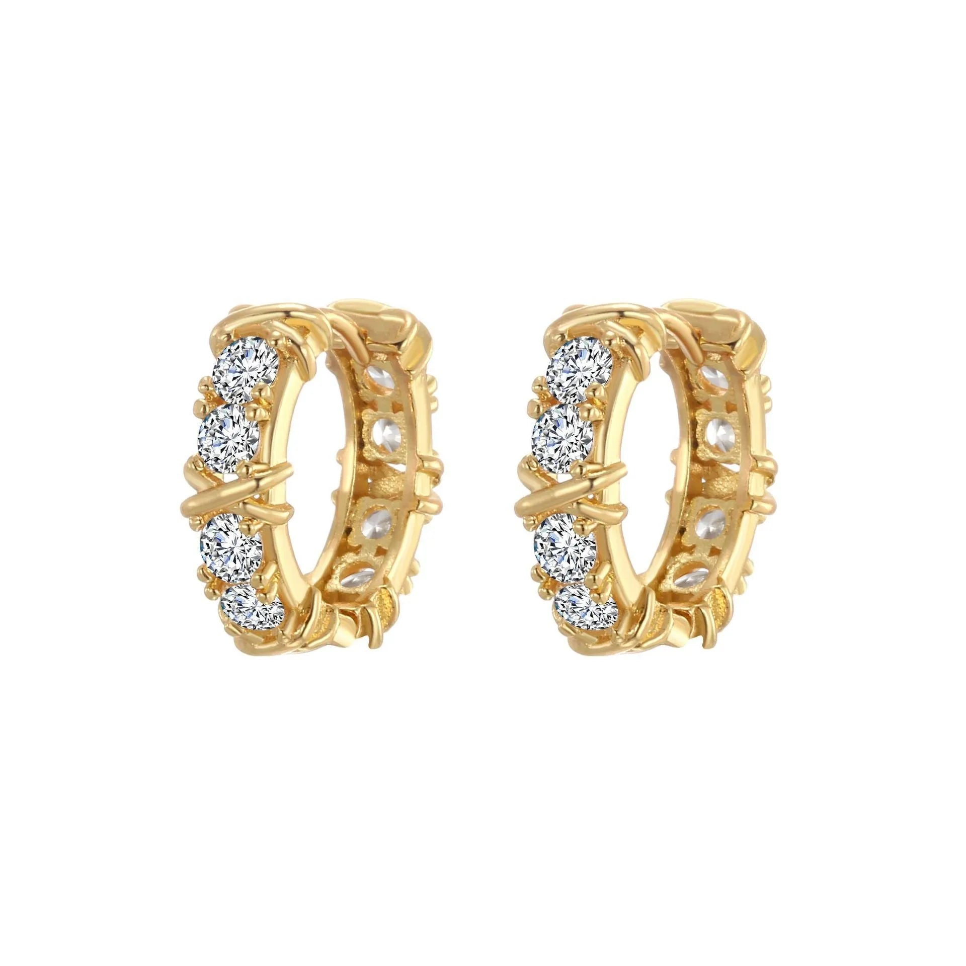 Geometric hexagonal clover cross earrings for women in a silver or gold electroplated finish.