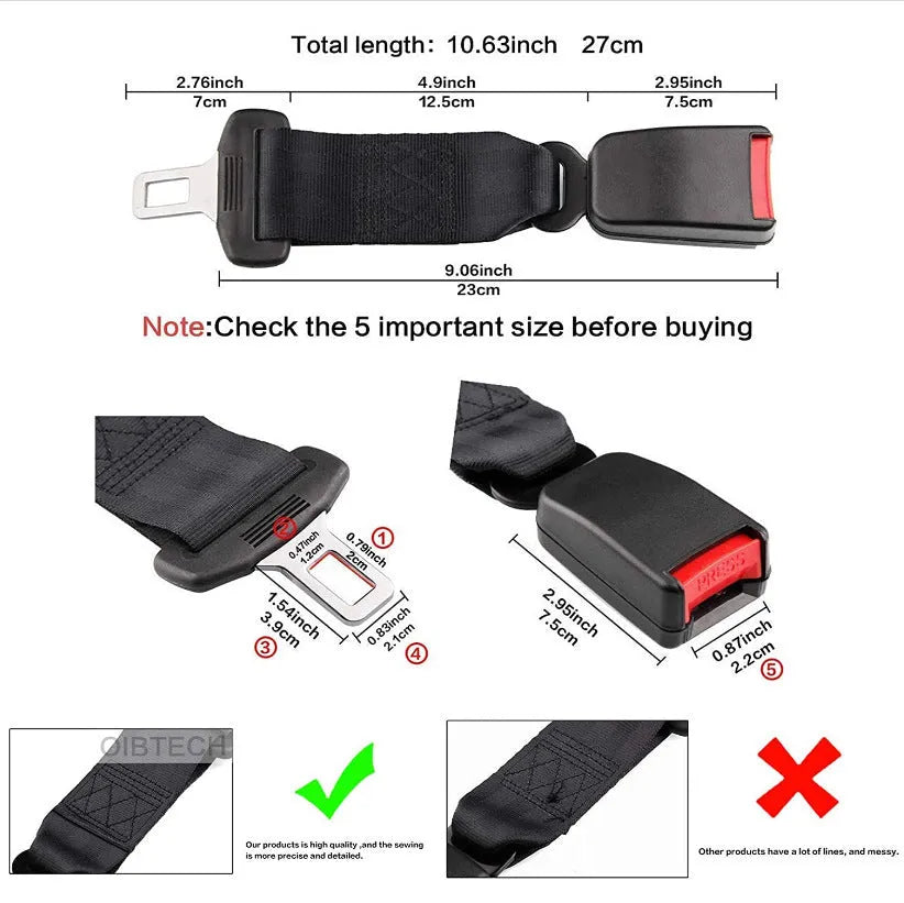 36cm black ribbon car seat belt extender for 21mm belt inserts