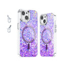 Creative Sequins Glitter Epoxy Magnetic Phone Case for Apple iPhone, transparent back with glitter, compatible with IP12-IP16 models