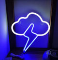 Blue cloud and lightning shaped USB-powered LED neon light for wall decoration
