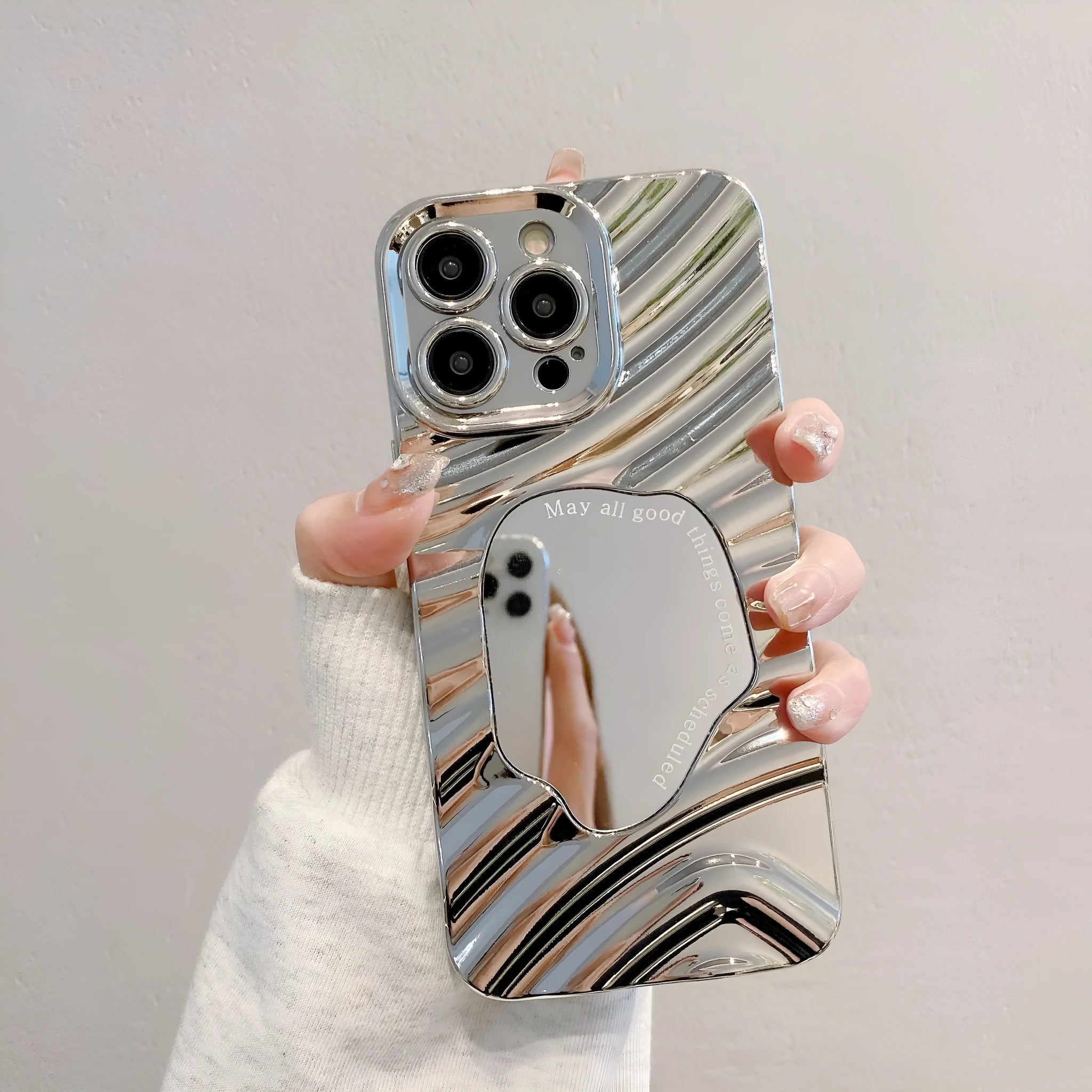Silver grey water ripple mirror TPU phone case for Apple iPhone with drop-resistant all-inclusive design