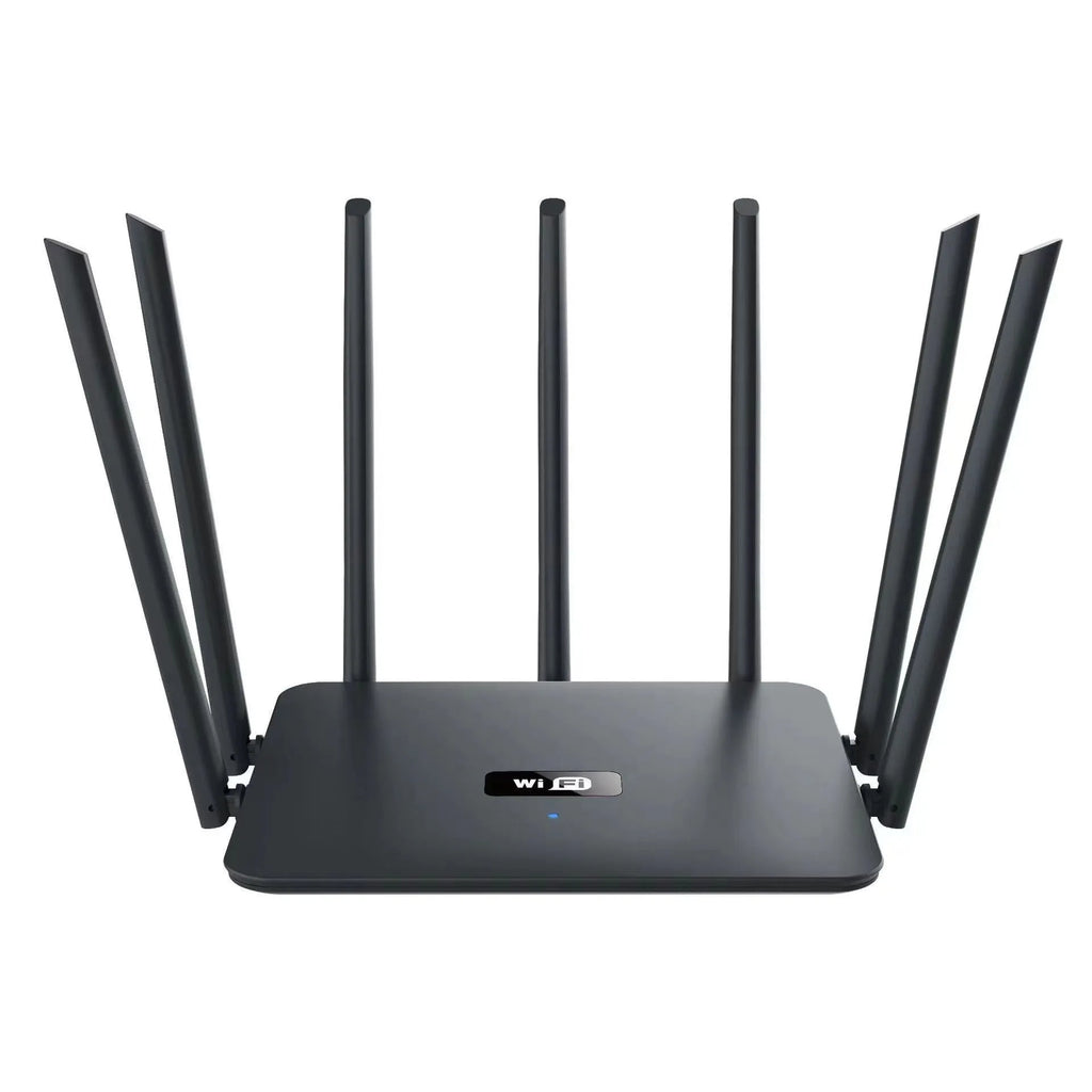 Black and white dual-frequency 5G gigabit router with multiple antennas for whole home through-wall WiFi coverage