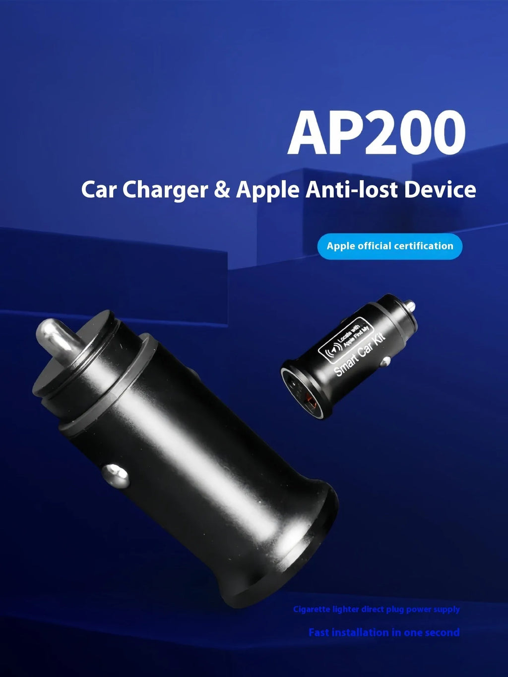 Black ABS plastic GPS car locator tracker with a 12V plug for vehicle charging ports.