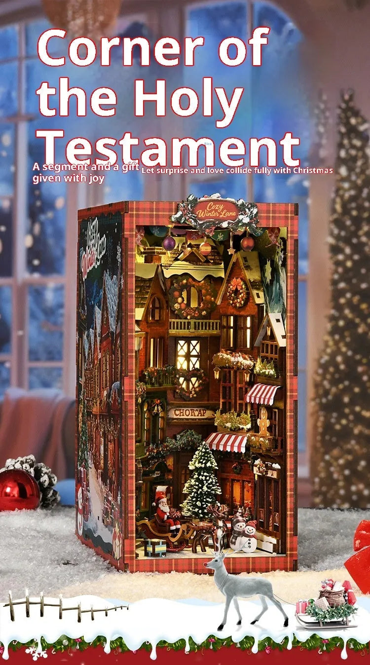 3D wooden bookend model in cabin style, handmade assembly toy for kids ages 7-14