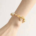 Korean style gold electroplated bracelet with Lucky Fortune rutilated quartz crystal centrepiece