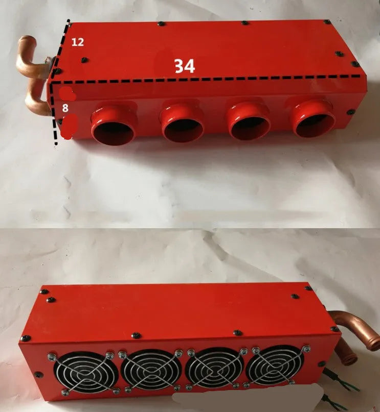 Metal car heater with four-hole copper pipe for 12V and 24V vehicle cabin heating
