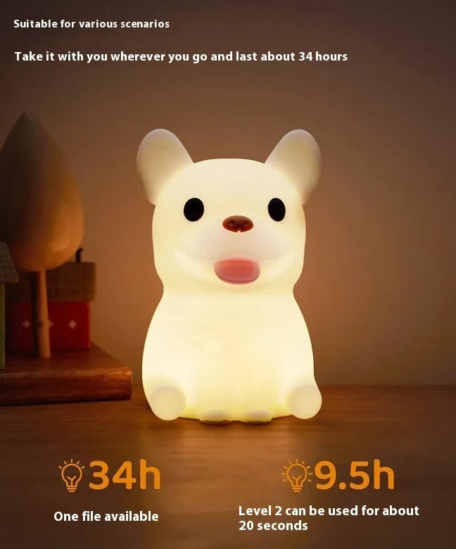 Silicone USB night light with cartoon animal design and dimming function for bedroom ambience