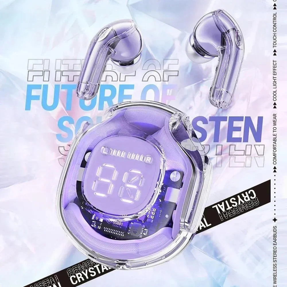 A wireless in-ear Bluetooth headset shown in one of its five colour options: white, black, pink, sky blue, or violet.