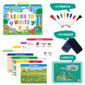 Montessori handwriting practice book with erasable pens and reward stickers for children