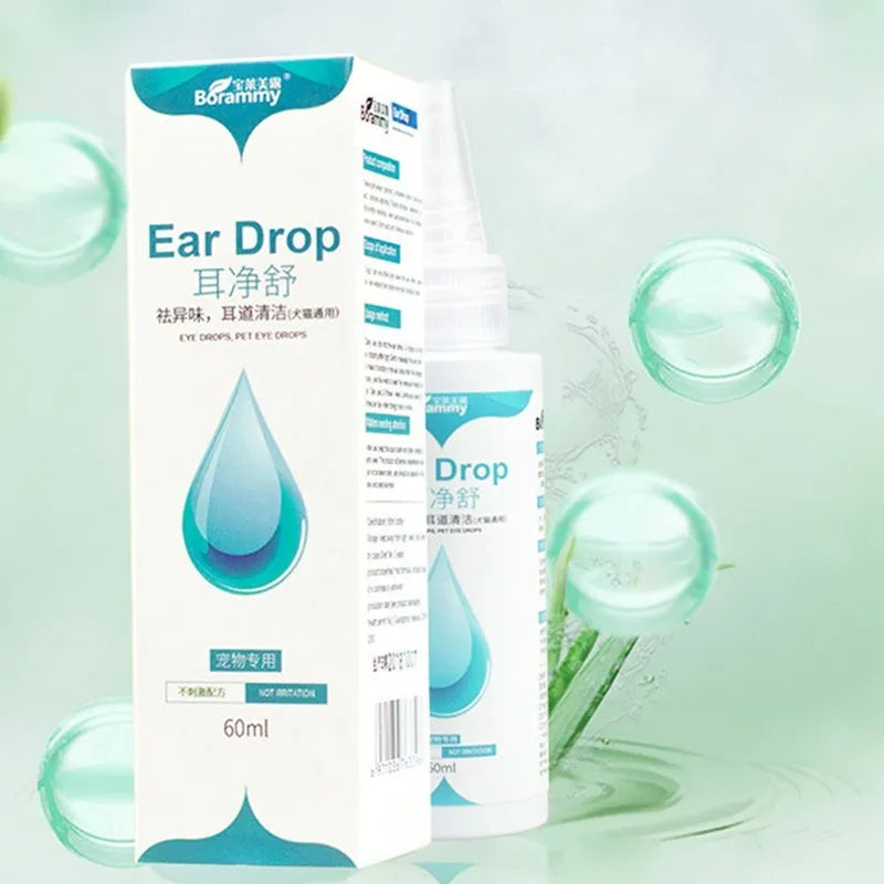 60ml green pet ear cleaning liquid bottle for general dog and cat ear cleaning