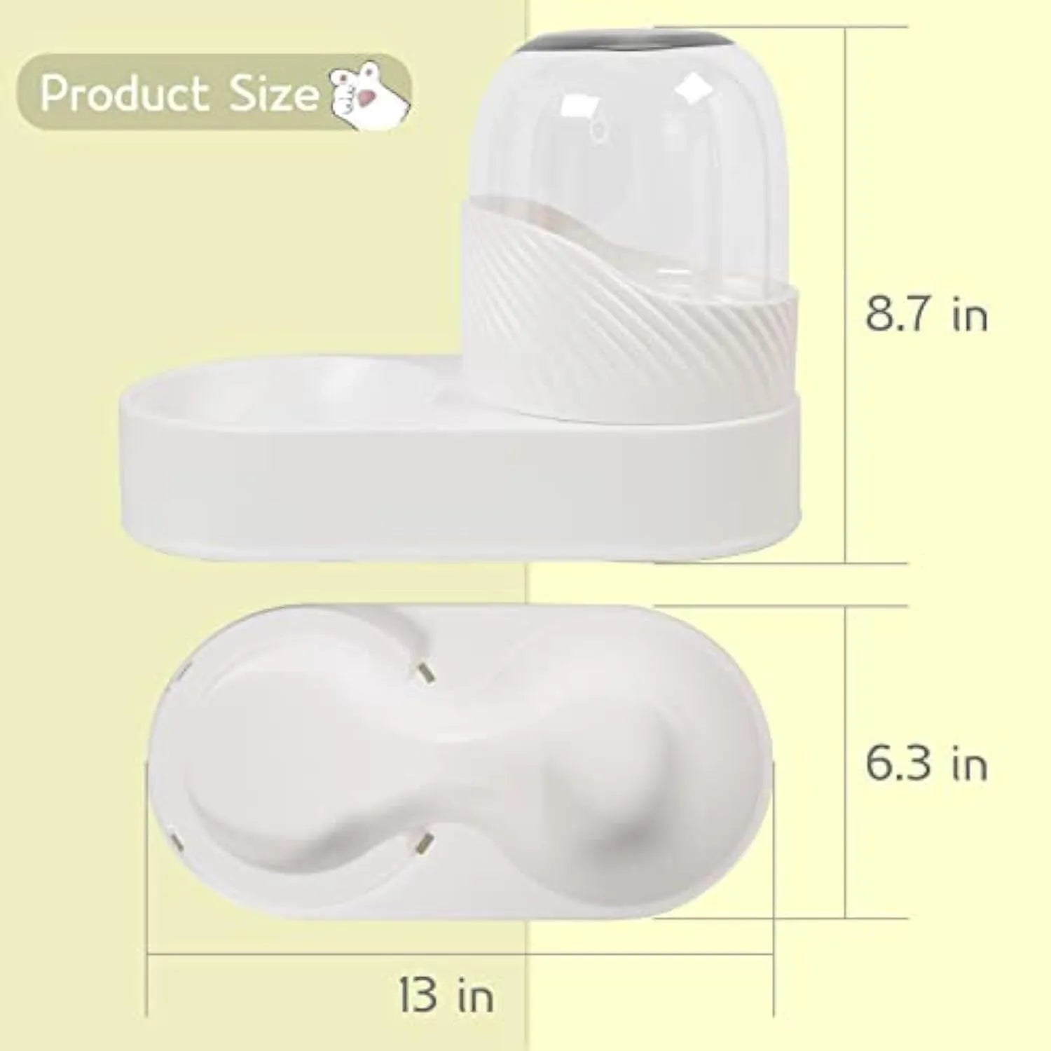 White automatic gravity cat feeder and water dispenser set with wave design.