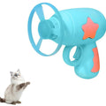 Blue or pink plastic cat toy gun with frisbee for indoor cat play