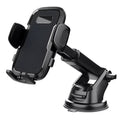 Black plastic universal car phone bracket suction mount for dashboard or windscreen