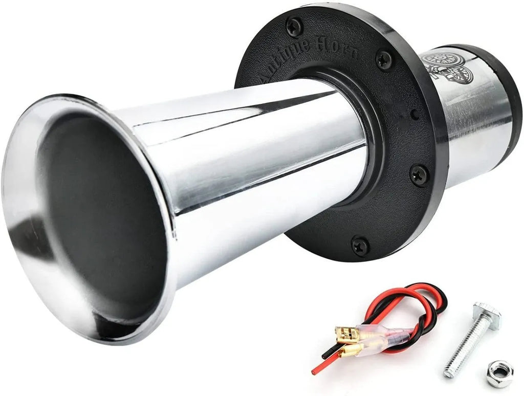 Silver 12V universal car horn unit for vehicle replacement