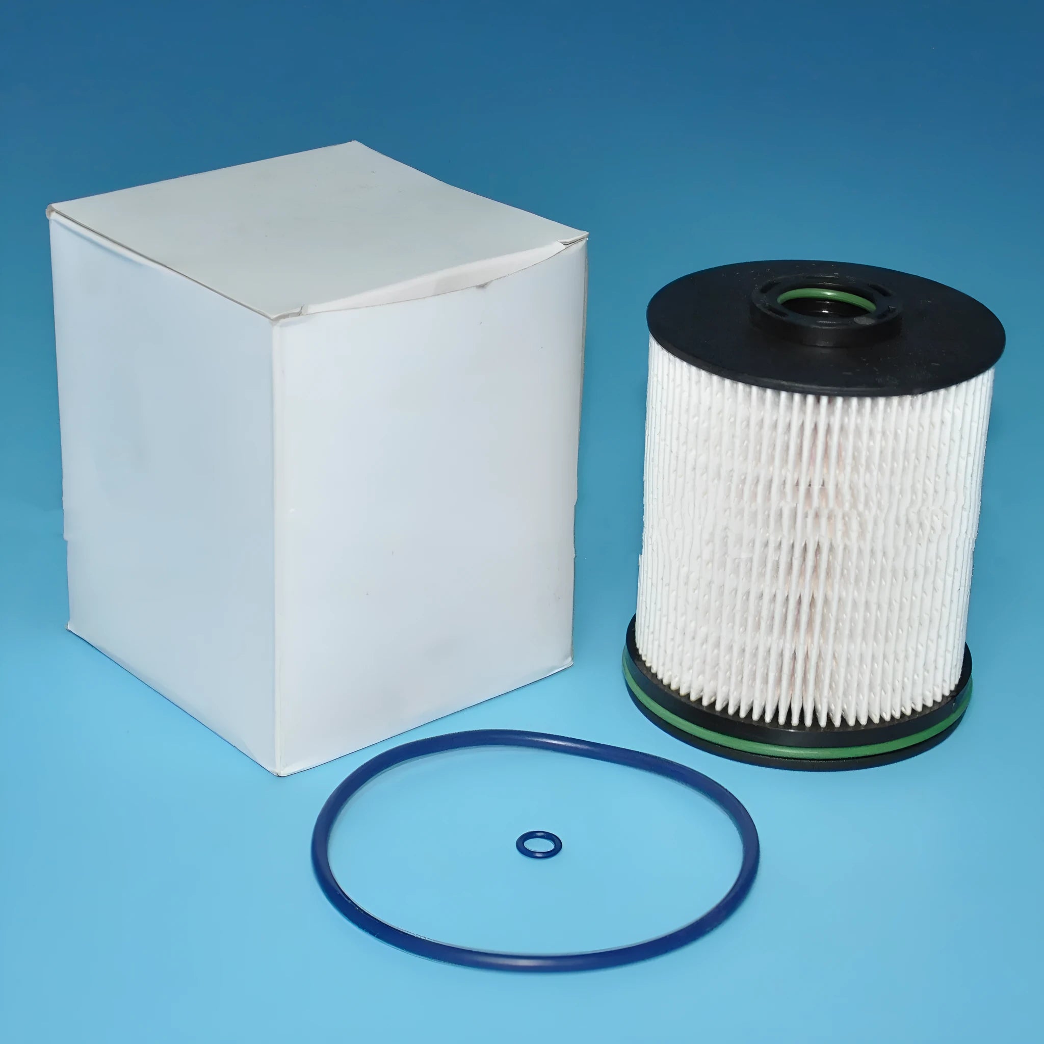 Diesel fuel filter element with gasket for Vauxhall and Opel Astra models showing 106mm height