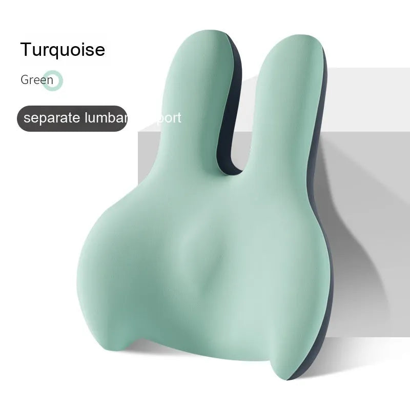 Car seat cushion set with thickened main cushion and separate lumbar support pad in various colour options