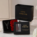 Korean style soap flower gift set with six red roses in a jewellery box, includes a handbag.