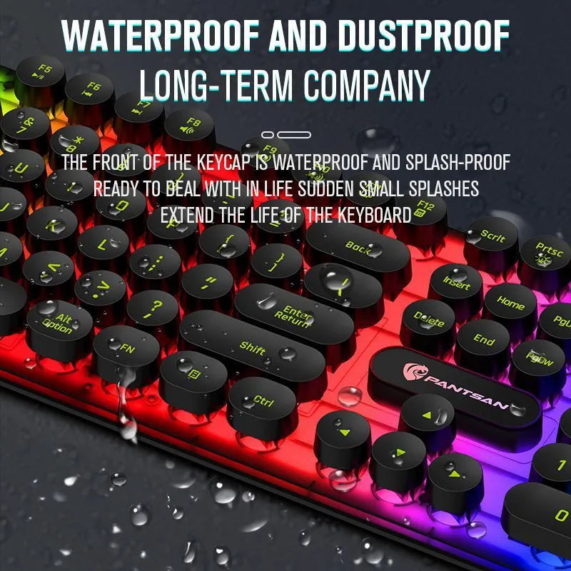 Wired USB keyboard and mouse set for desktop computer in white or black, silicone material, 1.5 line series cable