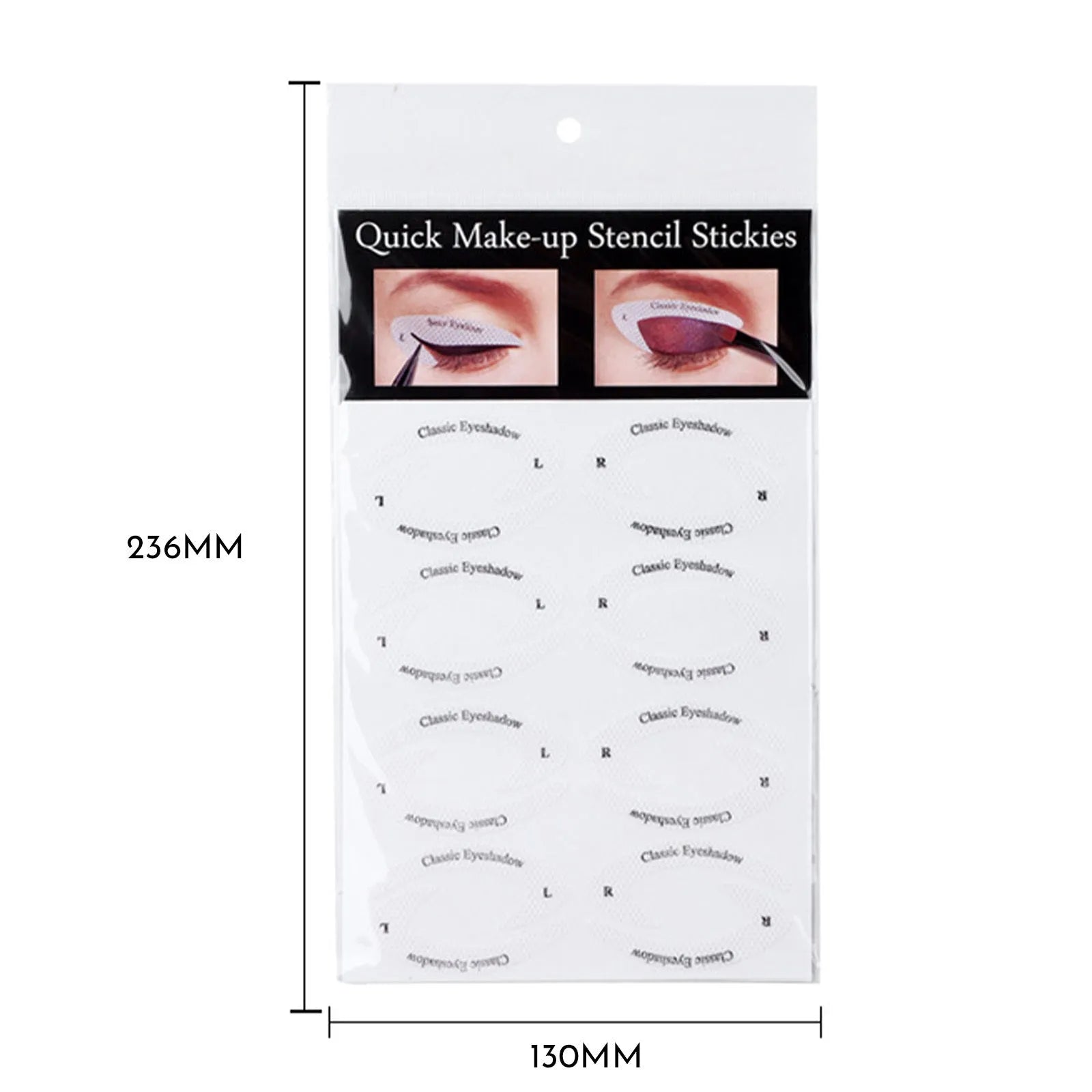 Four reusable adhesive eyeliner stencil stickers for creating winged and cat eye makeup looks.