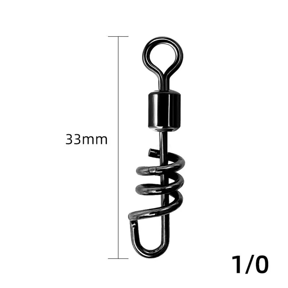 Stainless steel fishing swivel connector with 8-shaped ring design for quick terminal tackle attachment